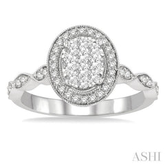 1/2 Ctw Oval Mount Criss Cross Shank Lovebright Round Cut Diamond Engagement Ring in 14K White Gold 1/2 Ctw Oval Mount Criss Cross Shank Lovebright Round Cut Diamond Engagement Ring in 14K White Gold