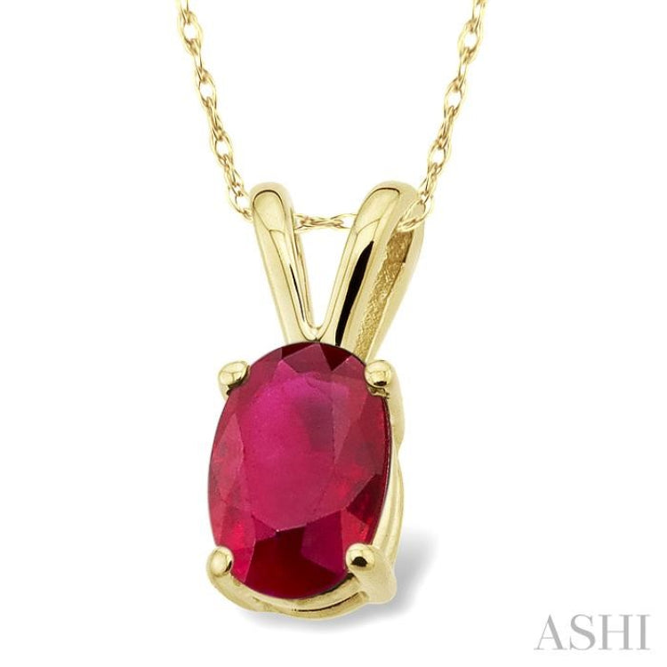 6x4 MM Oval Cut Ruby Pendant in 14K Yellow Gold with Chain 6x4 MM Oval Cut Ruby Pendant in 14K Yellow Gold with Chain