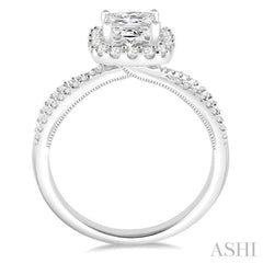 1/2 Ctw Diamond Engagement Ring with 1/4 Ct Princess Cut Center Stone in 14K White Gold 1/2 Ctw Diamond Engagement Ring with 1/4 Ct Princess Cut Center Stone in 14K White Gold