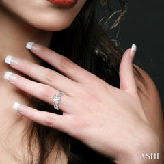 1/2 Ctw Diamond Engagement Ring with 1/4 Ct Princess Cut Center Stone in 14K White Gold 1/2 Ctw Diamond Engagement Ring with 1/4 Ct Princess Cut Center Stone in 14K White Gold