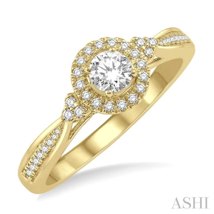 3/8 Ctw Round Center Heart Link Diamond Ladies Engagement Ring with 1/5 Ct Round Cut Center Stone in 14K Yellow Gold 3/8 Ctw Round Center Heart Link Diamond Ladies Engagement Ring with 1/5 Ct Round Cut Center Stone in 14K Yellow Gold