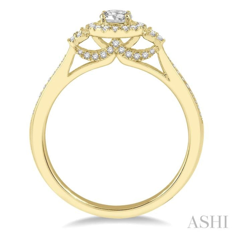3/8 Ctw Round Center Heart Link Diamond Ladies Engagement Ring with 1/5 Ct Round Cut Center Stone in 14K Yellow Gold 3/8 Ctw Round Center Heart Link Diamond Ladies Engagement Ring with 1/5 Ct Round Cut Center Stone in 14K Yellow Gold