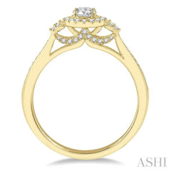 3/8 Ctw Round Center Heart Link Diamond Ladies Engagement Ring with 1/5 Ct Round Cut Center Stone in 14K Yellow Gold 3/8 Ctw Round Center Heart Link Diamond Ladies Engagement Ring with 1/5 Ct Round Cut Center Stone in 14K Yellow Gold
