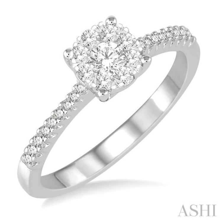 3/8 Ctw Round Shape Diamond Lovebright Ring in 14K White Gold 3/8 Ctw Round Shape Diamond Lovebright Ring in 14K White Gold