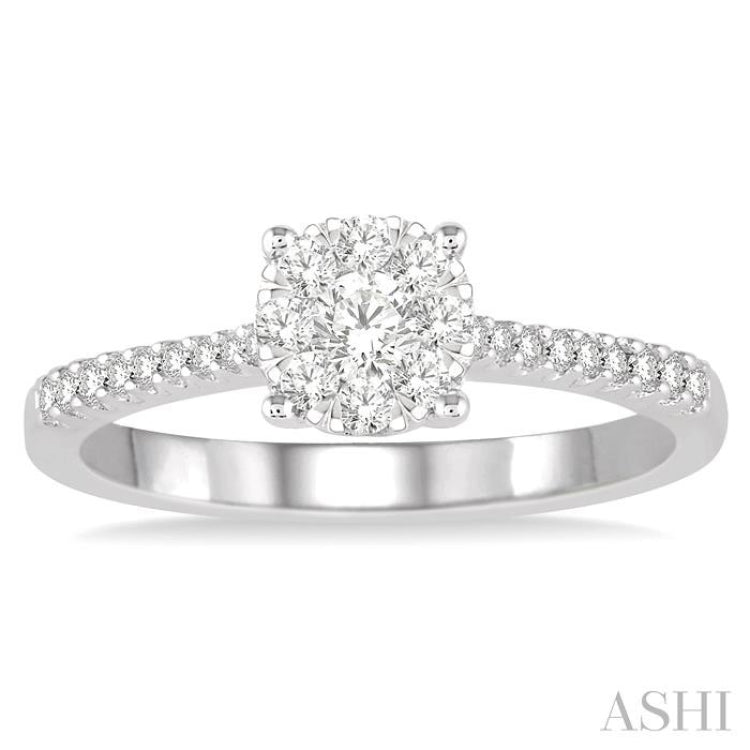 3/8 Ctw Round Shape Diamond Lovebright Ring in 14K White Gold 3/8 Ctw Round Shape Diamond Lovebright Ring in 14K White Gold