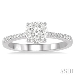 3/8 Ctw Round Shape Diamond Lovebright Ring in 14K White Gold 3/8 Ctw Round Shape Diamond Lovebright Ring in 14K White Gold