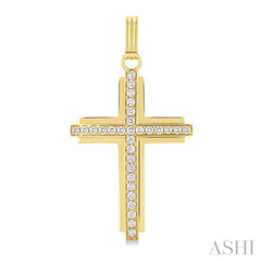 1 Ctw Round Cut Diamond Cross Pendant in 14K Yellow Gold 1 Ctw Round Cut Diamond Cross Pendant in 14K Yellow Gold