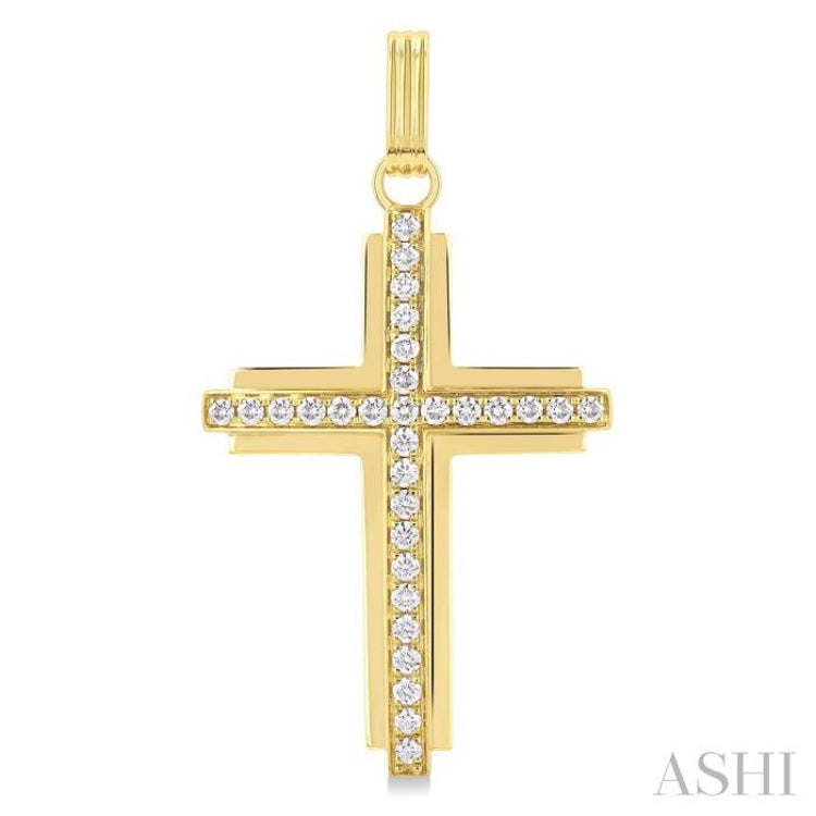 1 Ctw Round Cut Diamond Cross Pendant in 14K Yellow Gold 1 Ctw Round Cut Diamond Cross Pendant in 14K Yellow Gold