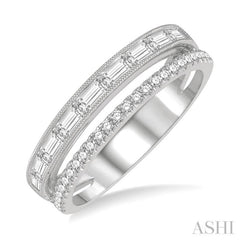 3/8 Ctw Split Baguette and Round Cut Diamond Fashion Band in 14K White Gold 3/8 Ctw Split Baguette and Round Cut Diamond Fashion Band in 14K White Gold