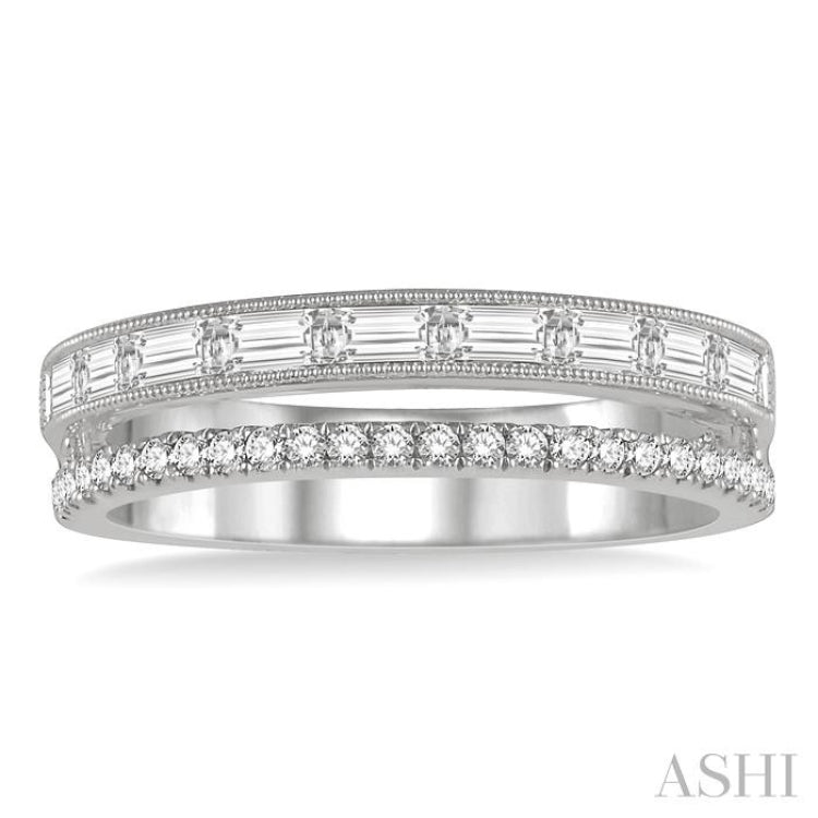 3/8 Ctw Split Baguette and Round Cut Diamond Fashion Band in 14K White Gold 3/8 Ctw Split Baguette and Round Cut Diamond Fashion Band in 14K White Gold