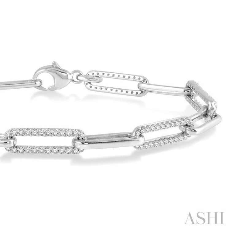 1 Ctw Round Cut Diamond Paperclip Bracelet in 14K White Gold 1 Ctw Round Cut Diamond Paperclip Bracelet in 14K White Gold