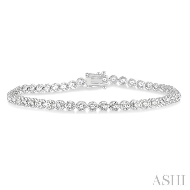 2 Ctw Round Cut Diamond Illusion Tennis Bracelet in 14K White Gold 2 Ctw Round Cut Diamond Illusion Tennis Bracelet in 14K White Gold