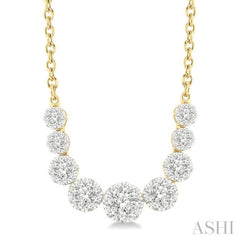 1 Ctw Round Cut Diamond Lovebright Necklace in 14K Yellow and White Gold 1 Ctw Round Cut Diamond Lovebright Necklace in 14K Yellow and White Gold