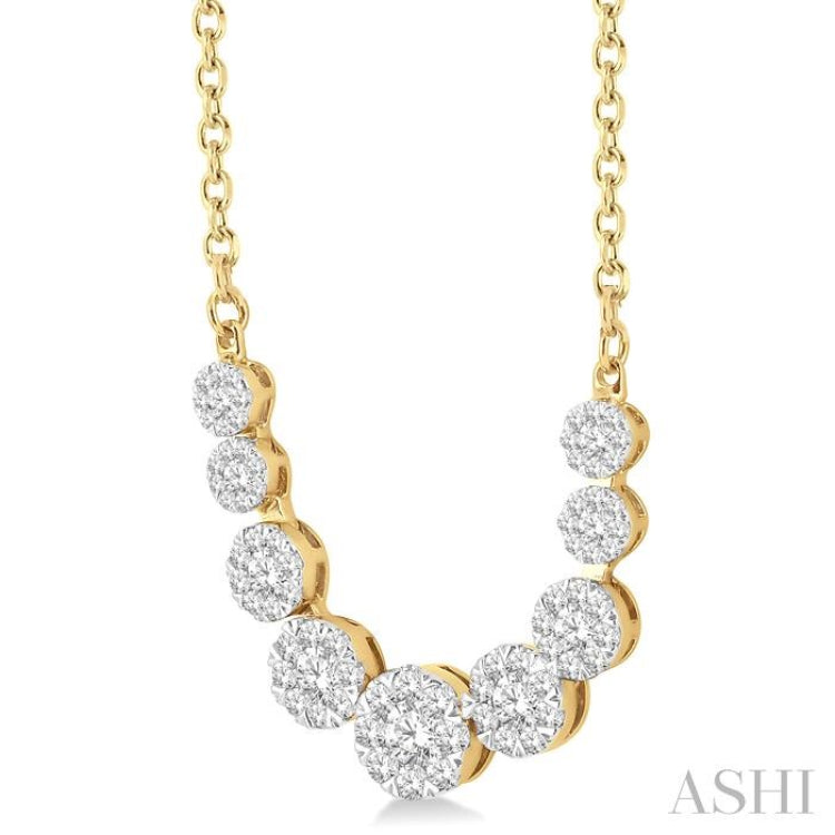 1 Ctw Round Cut Diamond Lovebright Necklace in 14K Yellow and White Gold 1 Ctw Round Cut Diamond Lovebright Necklace in 14K Yellow and White Gold