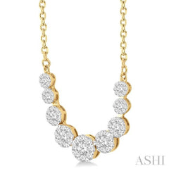 1 Ctw Round Cut Diamond Lovebright Necklace in 14K Yellow and White Gold 1 Ctw Round Cut Diamond Lovebright Necklace in 14K Yellow and White Gold