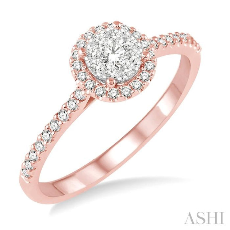 1/3 Ctw Round Shape Diamond Lovebright Ring in 14K Rose and White Gold 1/3 Ctw Round Shape Diamond Lovebright Ring in 14K Rose and White Gold