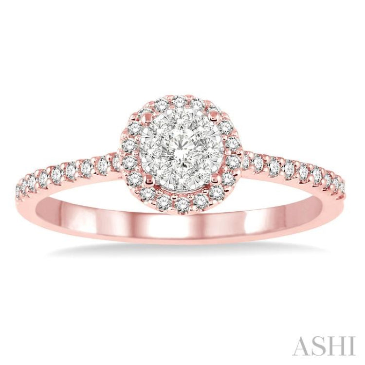 1/3 Ctw Round Shape Diamond Lovebright Ring in 14K Rose and White Gold 1/3 Ctw Round Shape Diamond Lovebright Ring in 14K Rose and White Gold