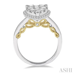 1 Ctw Round Diamond Lovebright Pear Halo Engagement Ring in 14K White and Yellow Gold 1 Ctw Round Diamond Lovebright Pear Halo Engagement Ring in 14K White and Yellow Gold