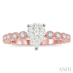 1/3 Ctw Pear Shape Lattice Lovebright Diamond Cluster Ring in 14K Rose and White Gold 1/3 Ctw Pear Shape Lattice Lovebright Diamond Cluster Ring in 14K Rose and White Gold