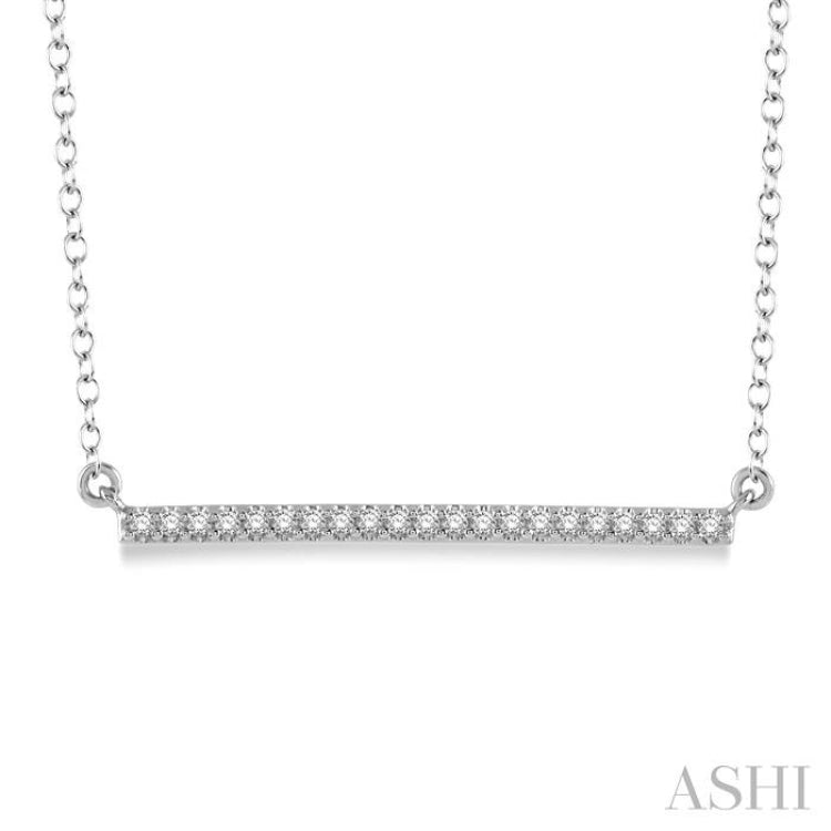 1/6 Ctw Horizontal Bar Round Cut Diamond Necklace With Link Chain in 10K White Gold 1/6 Ctw Horizontal Bar Round Cut Diamond Necklace With Link Chain in 10K White Gold