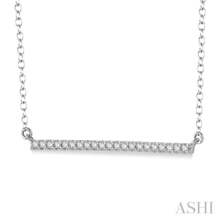 1/6 Ctw Horizontal Bar Round Cut Diamond Necklace With Link Chain in 10K White Gold 1/6 Ctw Horizontal Bar Round Cut Diamond Necklace With Link Chain in 10K White Gold