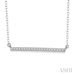 1/6 Ctw Horizontal Bar Round Cut Diamond Necklace With Link Chain in 10K White Gold 1/6 Ctw Horizontal Bar Round Cut Diamond Necklace With Link Chain in 10K White Gold