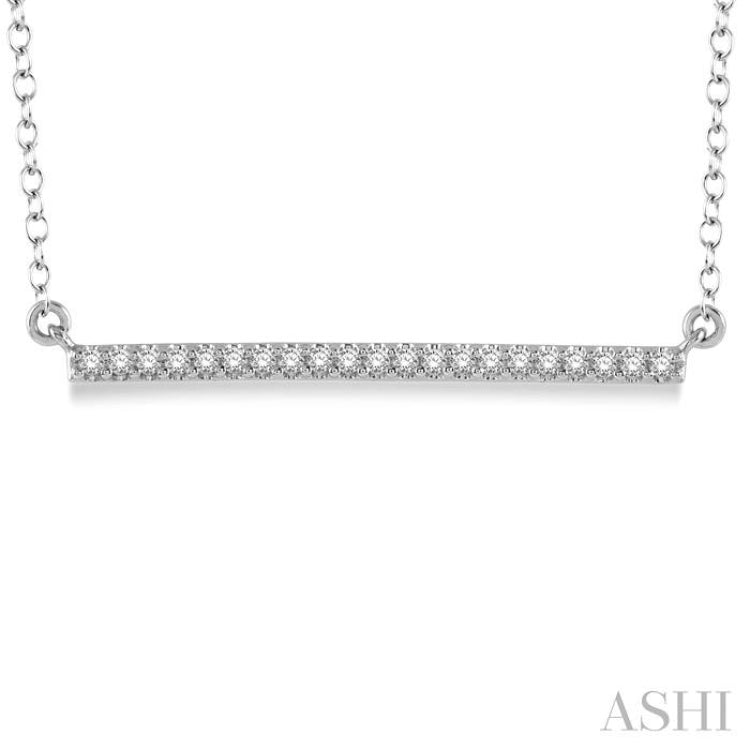 1/6 Ctw Horizontal Bar Round Cut Diamond Necklace With Link Chain in 10K White Gold 1/6 Ctw Horizontal Bar Round Cut Diamond Necklace With Link Chain in 10K White Gold