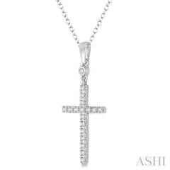 1/6 Ctw Round Cut Diamond Cross Pendant in 10K White Gold with Chain 1/6 Ctw Round Cut Diamond Cross Pendant in 10K White Gold with Chain