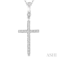 1/6 Ctw Round Cut Diamond Cross Pendant in 10K White Gold with Chain 1/6 Ctw Round Cut Diamond Cross Pendant in 10K White Gold with Chain