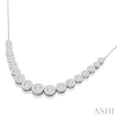 3 1/10 Ctw Round Cut Diamond Lovebright Necklace in 14K White Gold 3 1/10 Ctw Round Cut Diamond Lovebright Necklace in 14K White Gold