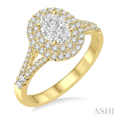 3/4 Ctw Oval Shape Diamond Lovebright Diamond Ring in 14K Yellow and White gold 3/4 Ctw Oval Shape Diamond Lovebright Diamond Ring in 14K Yellow and White gold