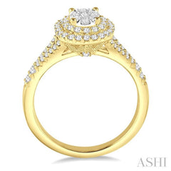 3/4 Ctw Oval Shape Diamond Lovebright Diamond Ring in 14K Yellow and White gold 3/4 Ctw Oval Shape Diamond Lovebright Diamond Ring in 14K Yellow and White gold