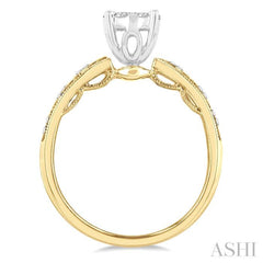 3/8 Ctw Open Marquise Lattice Lovebright Round Cut Diamond Engagement Ring in 14K Yellow and White Gold 3/8 Ctw Open Marquise Lattice Lovebright Round Cut Diamond Engagement Ring in 14K Yellow and White Gold