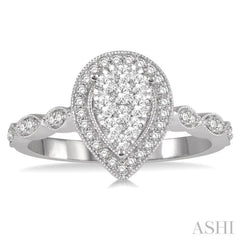 1/2 Ctw Pear Shape Mount Marquise Shank Lovebright Round Cut Diamond Ring in 14K White Gold 1/2 Ctw Pear Shape Mount Marquise Shank Lovebright Round Cut Diamond Ring in 14K White Gold