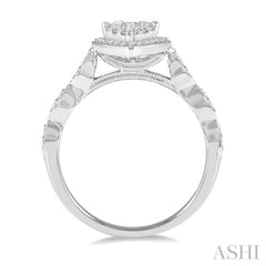 1/2 Ctw Pear Shape Mount Marquise Shank Lovebright Round Cut Diamond Ring in 14K White Gold 1/2 Ctw Pear Shape Mount Marquise Shank Lovebright Round Cut Diamond Ring in 14K White Gold