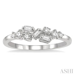1/4 Ctw Baguette and Round Cut Diamond Fashion Scatter Ring in 14K White Gold 1/4 Ctw Baguette and Round Cut Diamond Fashion Scatter Ring in 14K White Gold