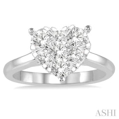 1 Ctw Round Cut Diamond Heart Shape Lovebright Ring in 14K White Gold 1 Ctw Round Cut Diamond Heart Shape Lovebright Ring in 14K White Gold
