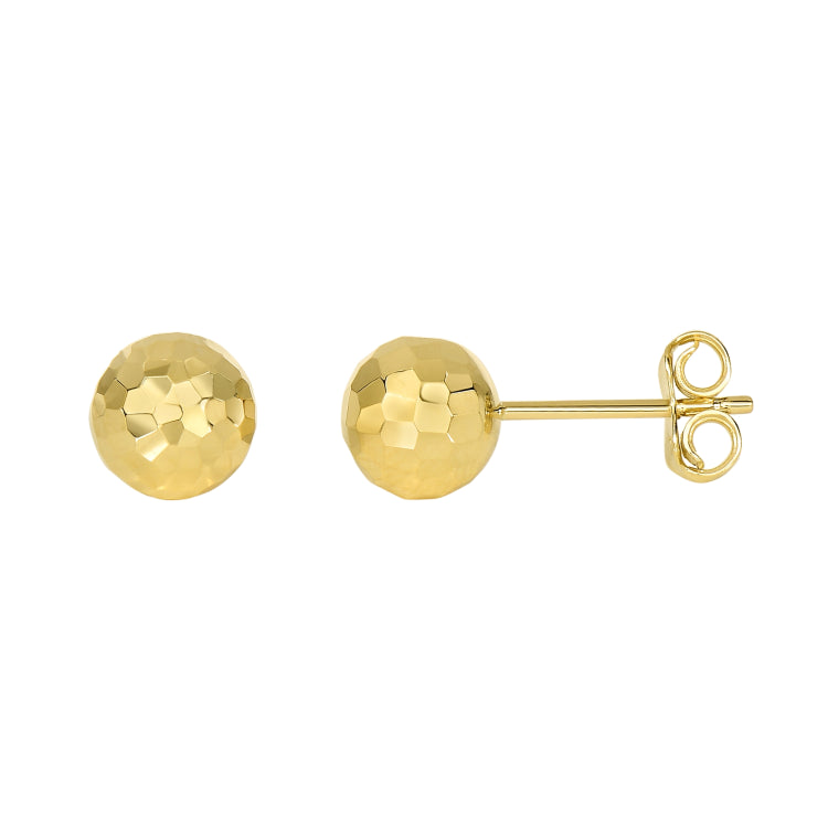 14K Yellow Gold 7mm Diamond Cut Post Earring 14K Yellow Gold 7mm Diamond Cut Post Earring