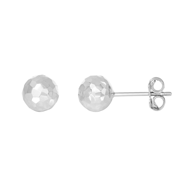 14K White Gold 7mm Diamond Cut Post Earring 14K White Gold 7mm Diamond Cut Post Earring
