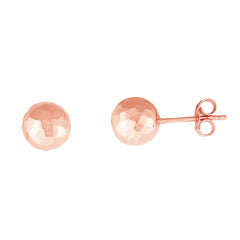 14K Rose Gold 7mm Faceted Post Earring 14K Rose Gold 7mm Faceted Post Earring