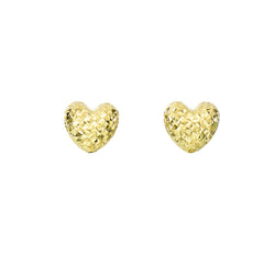 14K Yellow Gold Diamond Cut Heart Post Earring 14K Yellow Gold Diamond Cut Heart Post Earring
