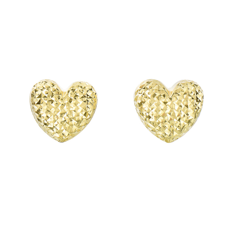 14K Yellow Gold Large Diamond Cut Heart Post Earring 14K Yellow Gold Large Diamond Cut Heart Post Earring