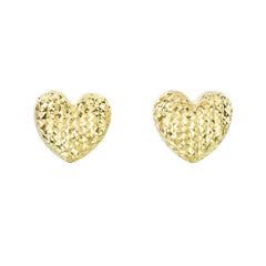 14K Yellow Gold Large Diamond Cut Heart Post Earring 14K Yellow Gold Large Diamond Cut Heart Post Earring