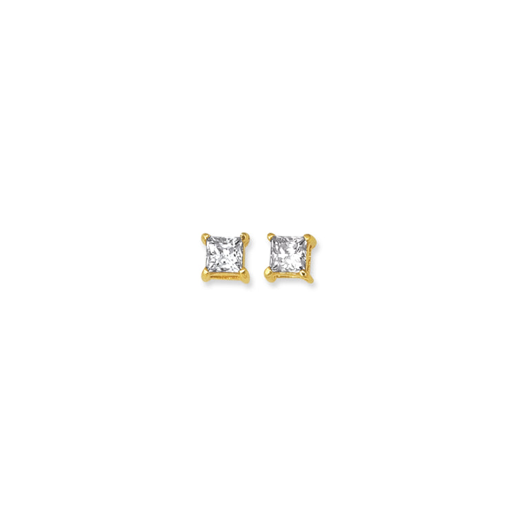 14K Yellow Gold 5mm Princess Cut CZ Stud Earring 14K Yellow Gold 5mm Princess Cut CZ Stud Earring