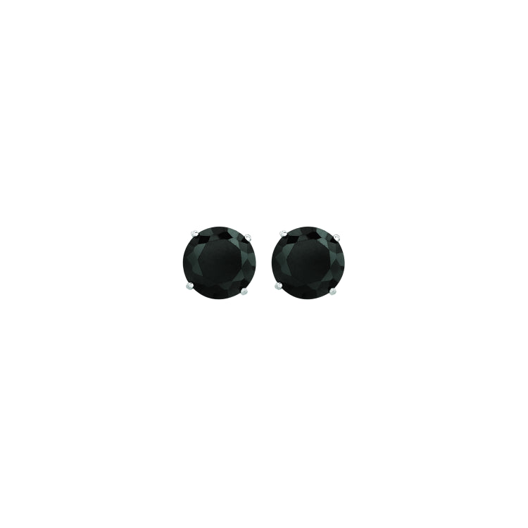 14K White Gold 6mm Black CZ Stud Earring 14K White Gold 6mm Black CZ Stud Earring