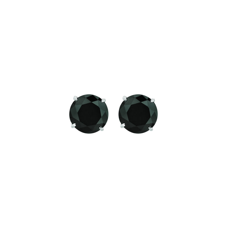 14K White Gold 8mm Black CZ Stud Earring 14K White Gold 8mm Black CZ Stud Earring