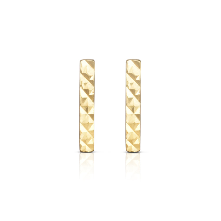 14K Yellow Gold Diamond Cut Bar Stud Earring 14K Yellow Gold Diamond Cut Bar Stud Earring