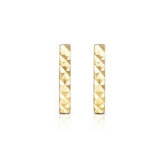 14K Yellow Gold Diamond Cut Bar Stud Earring 14K Yellow Gold Diamond Cut Bar Stud Earring