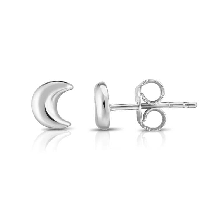 14K White Gold Moon Stud Earring 14K White Gold Moon Stud Earring