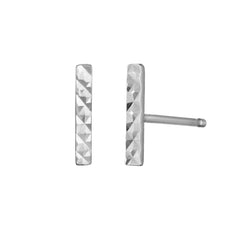 14K White Gold Diamond Cut Bar Stud Earring 14K White Gold Diamond Cut Bar Stud Earring